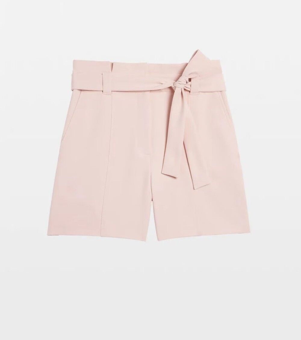 White House Black Market Size 10 Shorts Belted Paperbag Fluid Wash Cream Pink
